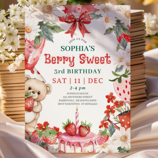 Invitación Cumpleaños Vintage Fresa Dulce 3 (Subido por el creador)