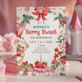 Invitación Cumpleaños Vintage Fresa Dulce 6