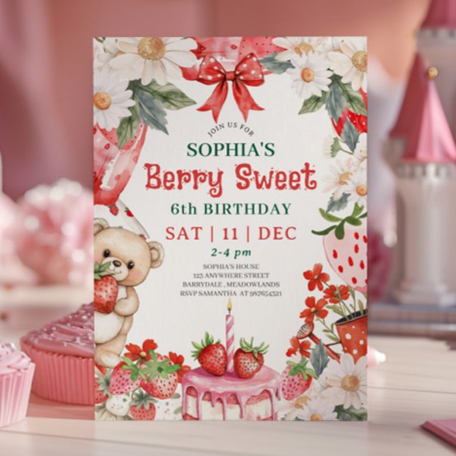 Invitación Cumpleaños Vintage Fresa Dulce 6 (Subido por el creador)