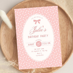 Invitación Cumpleaños vintage pastel rosa