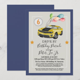 Invitación Cumpleaños Virtual Drive By para Cualquier Edad