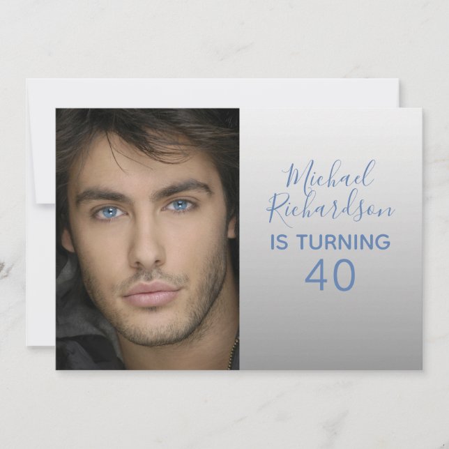 Invitación Cumplen 40 años de fiesta de cumpleaños de foto pe (Anverso)