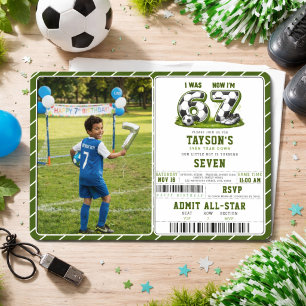 Invitación Cumplí 6 años, Ahora Tengo 7 Fútbol Cumpleaños – P
