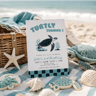 Invitación Cumpliendo 3 Tortuga Azul 3er Cumpleaños