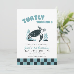 Invitación Cumpliendo 3 Tortuga Azul 3er Cumpleaños
