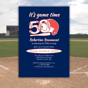 Invitación Cumpliendo su 50º inning Fiesta de cumpleaños de b