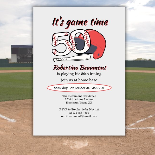 Invitación Cumpliendo su 50º Inning Fiesta de Cumpleaños de B (Subido por el creador)