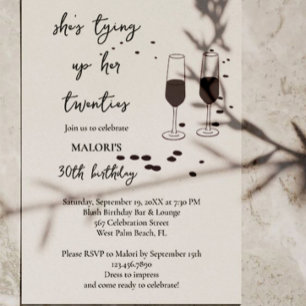 Invitación Cumpliendo sus 20 años Champagne Negro Cumpleaños 