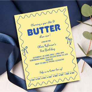 Invitación Cumpliendo un año de mantequilla de cumpleaños 