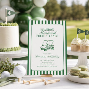 Invitación Cumplió Cuarenta Años Golf 40 Cumpleaños Verde