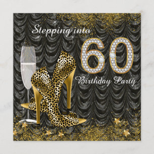 Invitación Cumplir 60 años Fiesta de Cumpleaños Glitter Satin