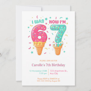Invitación Cumplo 7 Años, Antes Era 6 Cumpleaños de Helado