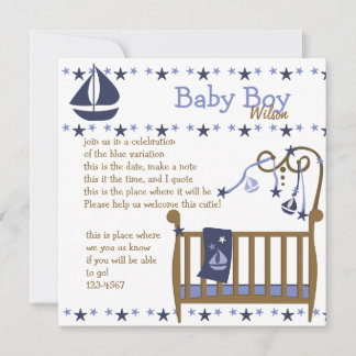 Invitación Cuna azul para bebés