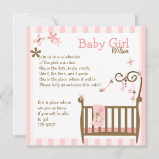 Invitación Cuna de bebé rosa