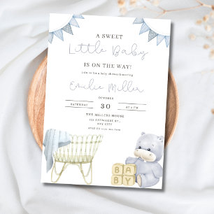 Invitación cuna de bebé vivero azul ducha de bebé niño ducha
