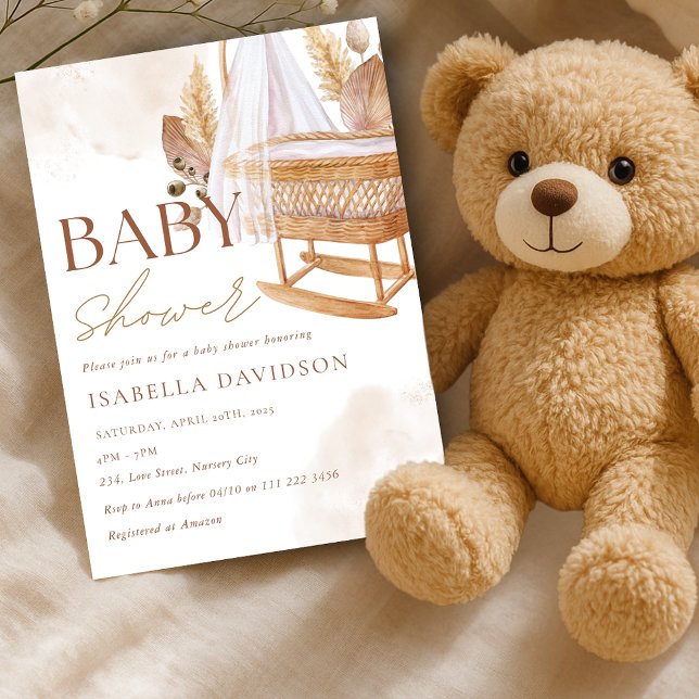Invitación Cuna de enfermera Boho Sexo Neutral Baby Shower (Nursery Crib Boho Gender Neutral Baby Shower Invitation)
