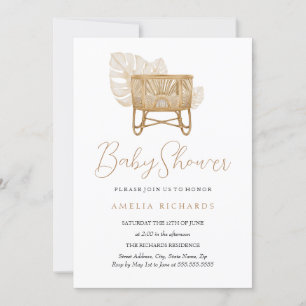 Invitación cuna para guardería boho Fiesta de Bebé
