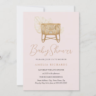 Invitación cuna para guardería boho rosa regalo de baby showe