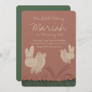 Invitación Cunco lindo conejito Pascua 1er cumpleaños mano de