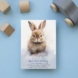 Invitación Cunte Bunny Blue Winter Personalizado fiesta de cu