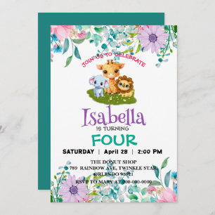 Invitación Cunte zoológico de la jungla de animales Niños de 