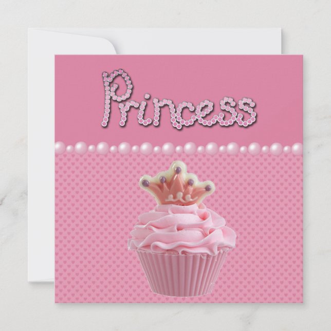 Invitación Cupakes Baby Shower de princesa (Anverso)