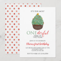 Cupcake de árbol de Navidad Onederful Primer Cumpl