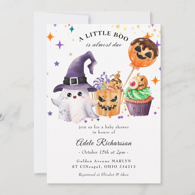 Invitación Cupcake de calabaza fantasma de Halloween (Anverso)