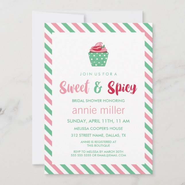 Invitación Cupcake de Chile | Despedida de Soltera Dulce y Pi (Anverso)