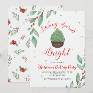 Invitación Cupcake de Fiesta de Repostería de Navidad