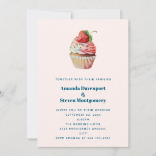 Invitación Cupcake de Fresa Dulce Postre Boda