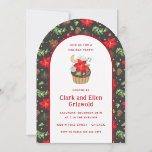 Invitación Cupcake de poinsettia festiva de vacaciones