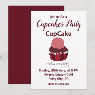 Invitación Cupcake Me Hace Feliz Fiesta de Cupcake