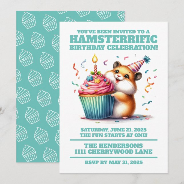 Invitación Cupcake para almendras de barro de barro de martil (Anverso / Reverso)