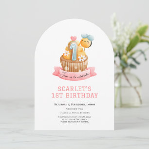 Invitación Cupcake Pink Sunshine cumpleaños 1