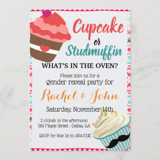 Invitación Cupcake Stud Muffin Cute Personalizado Baby Shower