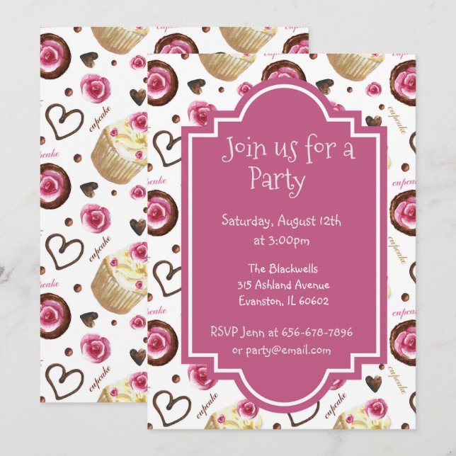 Invitación cupcakes Baby Shower (Anverso / Reverso)