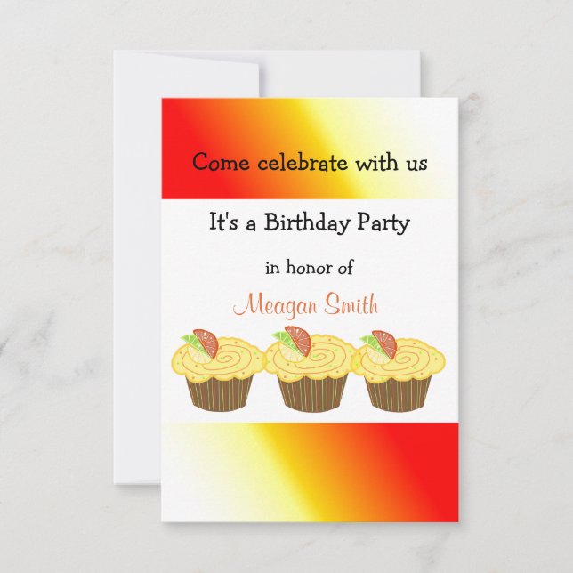 Invitación Cupcakes canalizados de limón (Anverso)