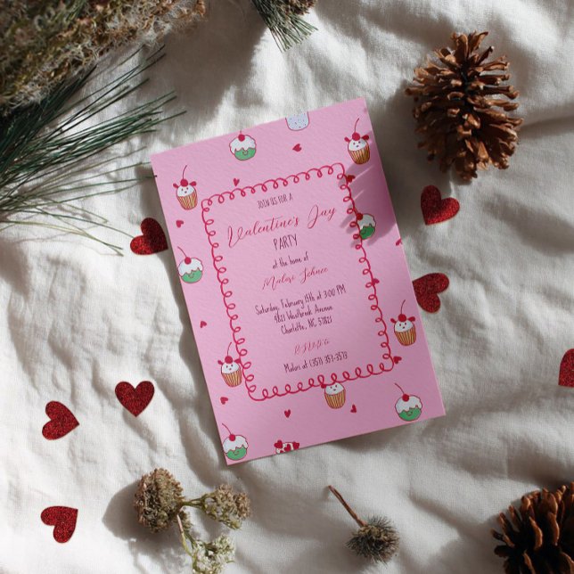 Invitación Cupcakes de Cereza & Corazones de Amor – Postre de (Subido por el creador)