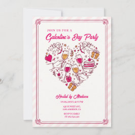Invitación Cupid Angels Galentines Invitation Heart Design