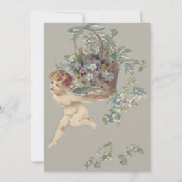 Invitación Cupid Cherub Angel Forget-Me-Not