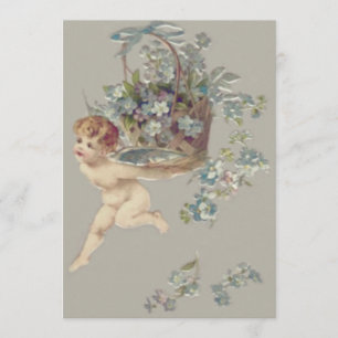 Invitación Cupid Cherub Angel Forget-Me-Not
