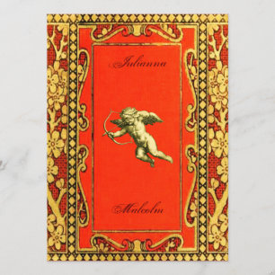 Invitación Cupid del carmín y del oro
