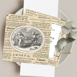 Invitación Cupido vintage en amor Compromiso romántico Boda
