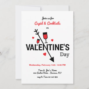 Invitación Cupido y Cócteles Día de San Valentín