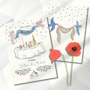 Invitación Cupidos de cena de ensayo capilar dibujados a mano