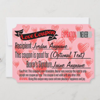 Invitación Cupón de amor personalizado para BLANK