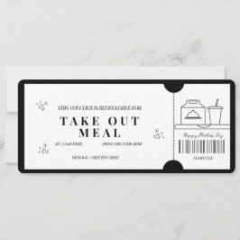 Invitación Cupón de Comida para Llevar Minimalista en Negrita