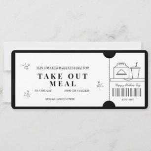 Invitación Cupón de Comida para Llevar Minimalista en Negrita