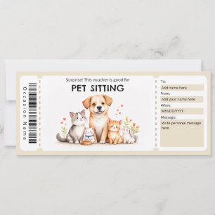 Invitación Cupón de Cuidado de Mascotas